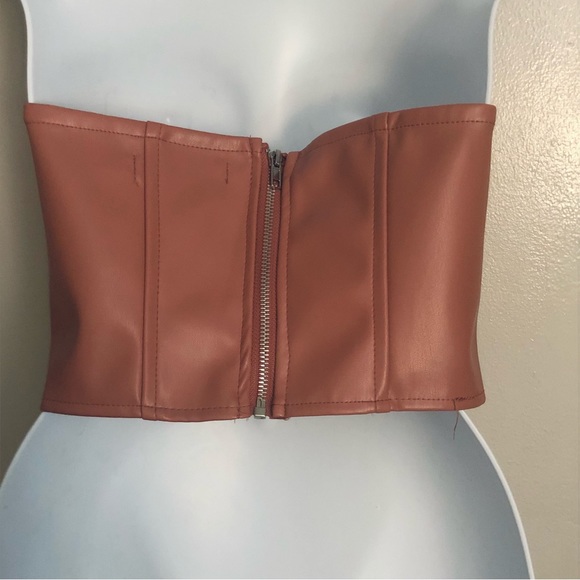 Mauve Faux Leather Cropped Bustier Top - Picture 4 of 4